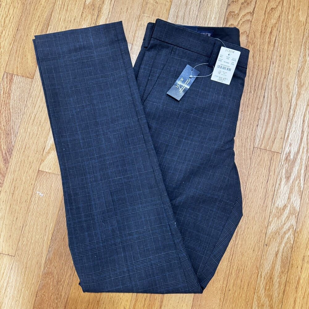 NEW J Crew Thompson Dress Mens Pants TAPERED Fit Gray Blue Plaid Size 29/32
